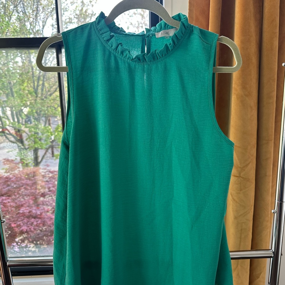 Sleeveless Teal Ruffle Top size XL